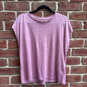 Eileen Fisher Womens $128 Organic Linen Jersey Shirred-Back Top small NEW